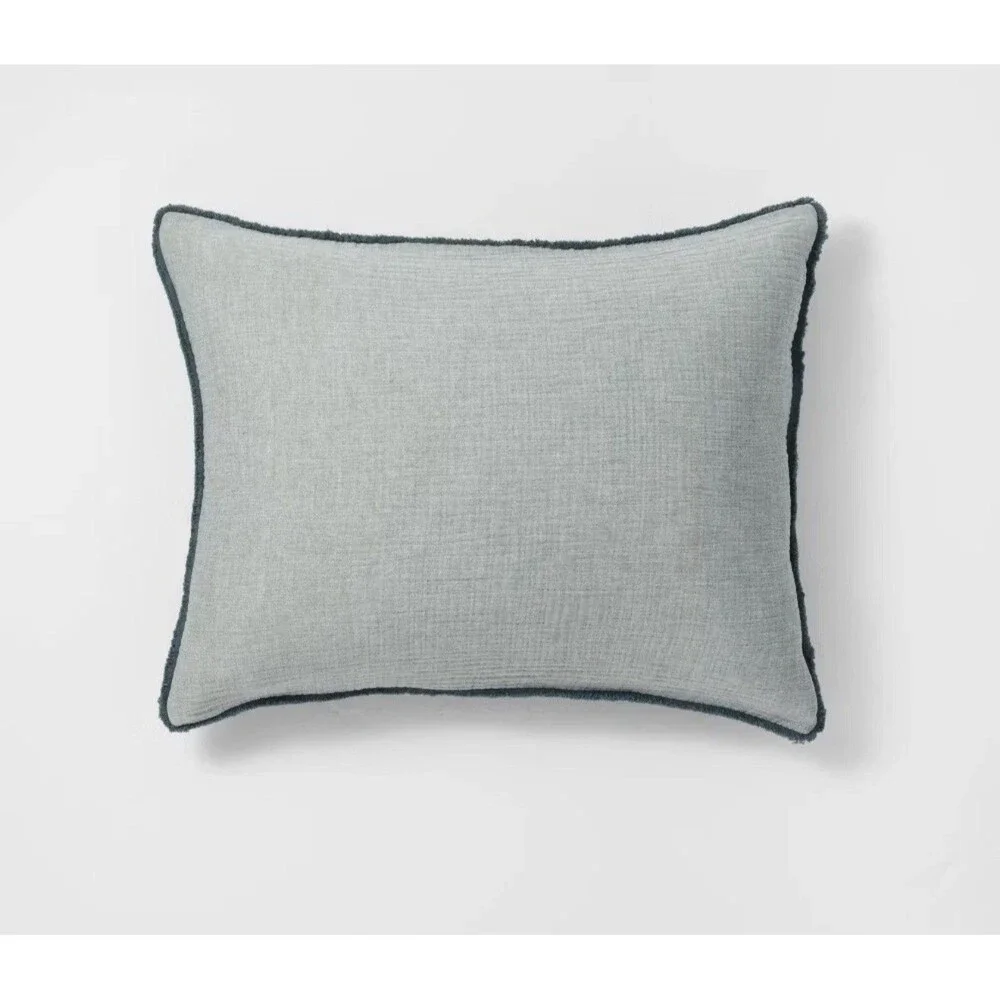 Casaluna Full Queen Chambray Cotton Duvet Cover Set Dark Teal Blue NEW